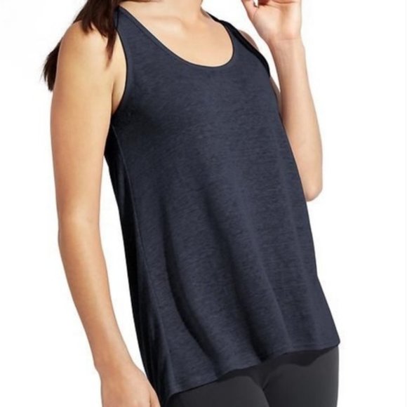 Athleta Tops - Athleta Newport Navy Blue Linen Tank Top